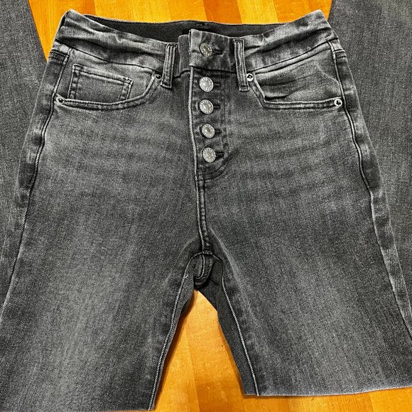 NWOT Express Gray Ultra Hyper Stretch Button Fly Skinny Jeans - Mid Rise - Picture 3 of 6